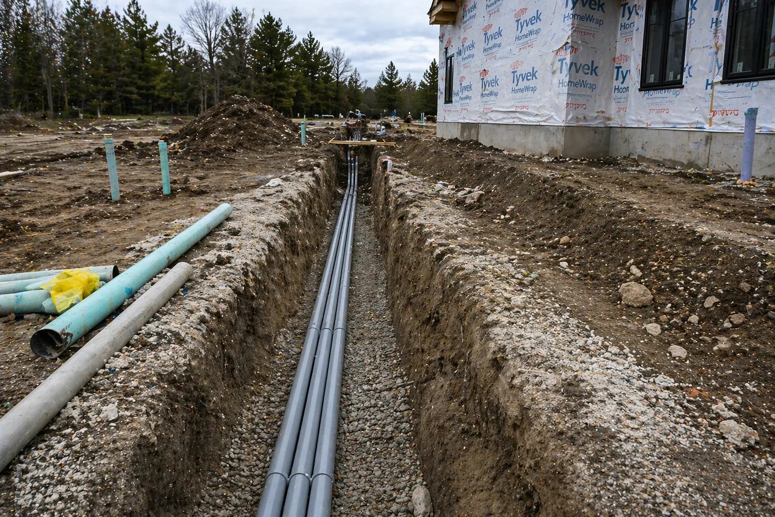 Cornerstone Electrical underground service-entrance conduit run to a new custom home build