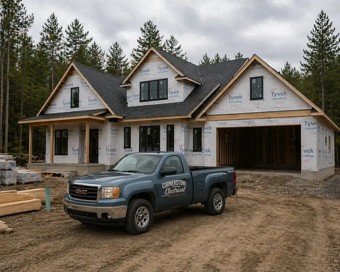 Cornerstone Electrical truck at a home in Eastern Ontario